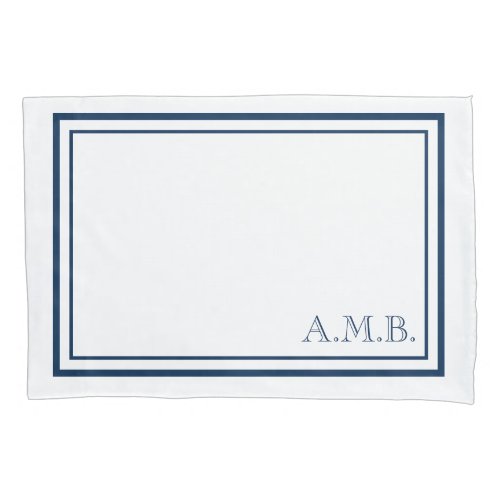 Personalized Classic Navy Blue Monogram Standard Pillow Case