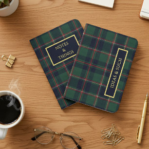 Personalized Classic Plaid Gold Foil Notebook Set