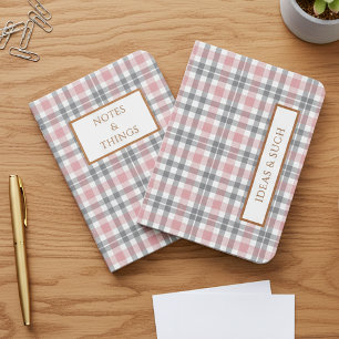 Personalized Classic Plaid Gold Foil Notebook Set