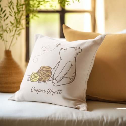 Personalized Classic Pooh and Honey Pots  Throw Pillow