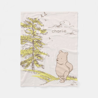 Personalized Classic Pooh Walking in the Woods Fleece Blanket