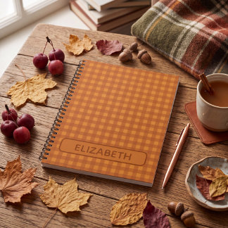 Personalized Classic Pumpkin Fall Gingham Plaid Notebook