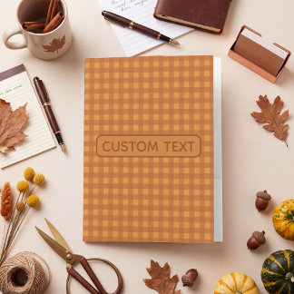 Personalized Classic Pumpkin Fall Gingham Plaid Pocket Folder