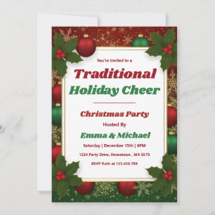 Personalized Classic Red & Green Christmas Party Invitation