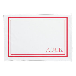 Personalized Classic Red Monogram Standard Pillow Case