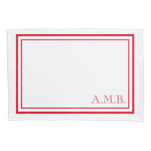 Personalized Classic Red Monogram Standard Pillow Case