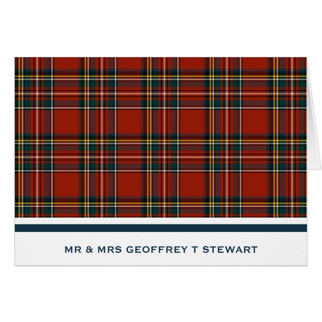 Personalized Classic Red Scottish Tartan Cards (Front Horizontal)