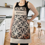 Personalized Classic Rococo Pattern Name Apron<br><div class="desc">Personalized Classic Rococo Pattern Name Apron. Modern design with a black rococo pattern on a blush orange background. Add your name.</div>