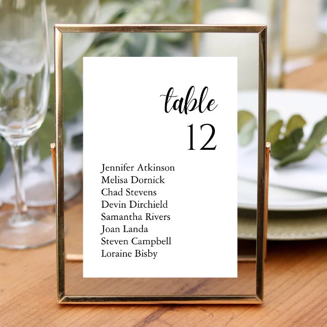 Personalized Classic Serif Wedding Guest Names Table Number (Creator Uploaded)