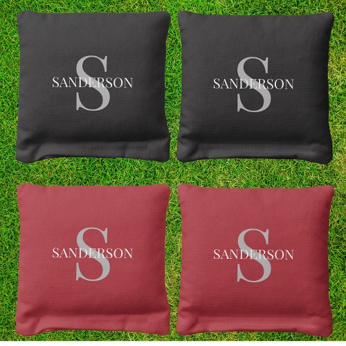 Personalized Classic Simple Monogram  Cornhole Bags