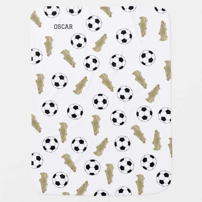 Personalized Classic Soccer Cleats Ball Football Baby Blanket (Front)