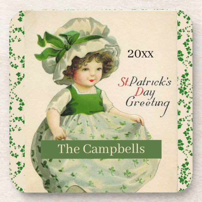 Personalized Classic St. Patrick's Day Beverage Coaster (Front)