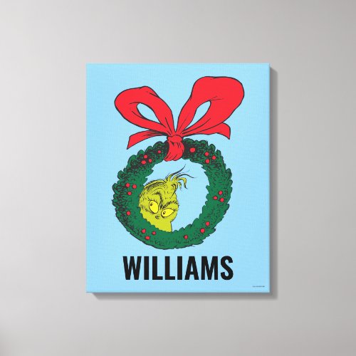 Personalized Classic The Grinch  Christmas Wreath Canvas Print