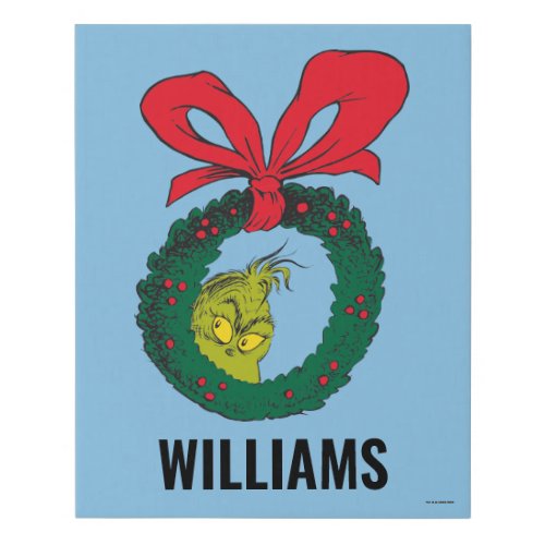 Personalized Classic The Grinch  Christmas Wreath Faux Canvas Print