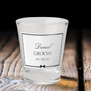 Personalized Classic Wedding Simple Bowtie Groom Shot Glass