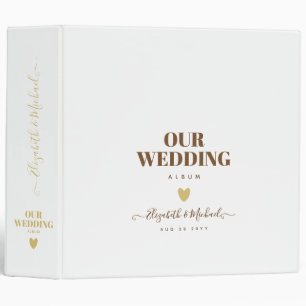 Personalized Classic White Gold Wedding 3 Ring Binder