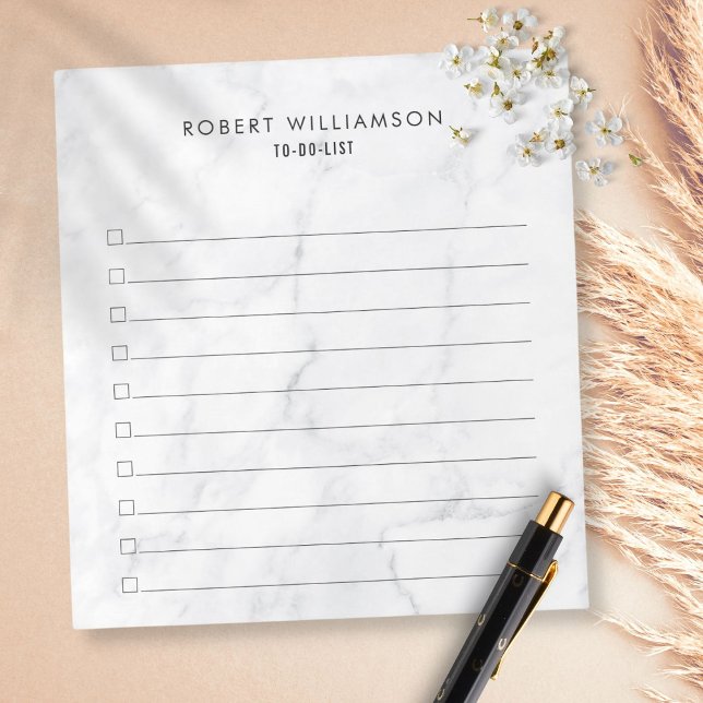 Personalized Classic White Marble To-Do List Notepad (Creator Uploaded)