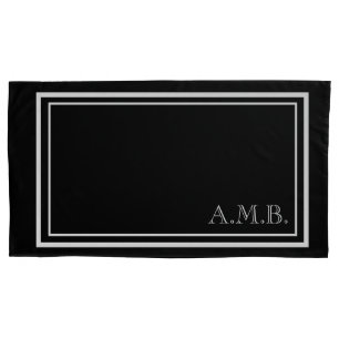 Personalized Classic White Monogram King Size Pillow Case