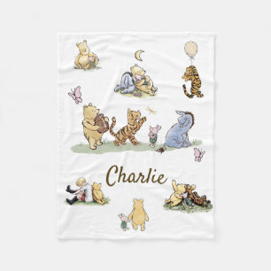 Personalized Classic Winnie the Pooh Baby Gift Fleece Blanket