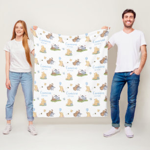 Personalized Classic Winnie the Pooh Boy Baby Gift Fleece Blanket