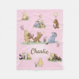 Personalized Classic Winnie the Pooh PinkBaby Gift Fleece Blanket