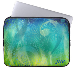 Personalized Classical Music Composer Blue Green Laptop Sleeve