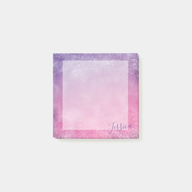 Personalized Classical Music Composers Pink Purple Post-it Notes (Front)