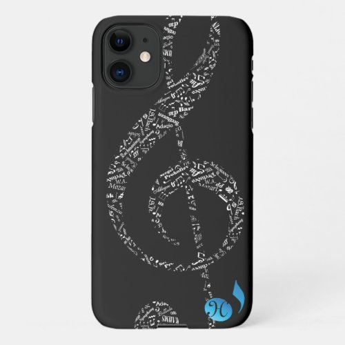 Personalized Classical Music Composers Treble Clef iPhone 11 Case