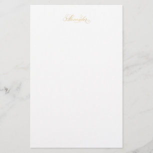 Personalized Classical Script Alexander Gold Black Stationery