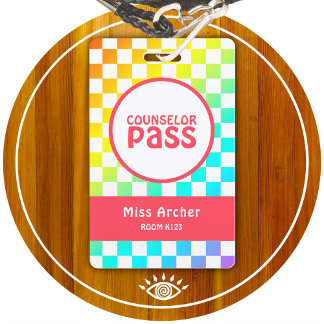 Personalized Classroom Counselor Hall Pass Teacher Badge