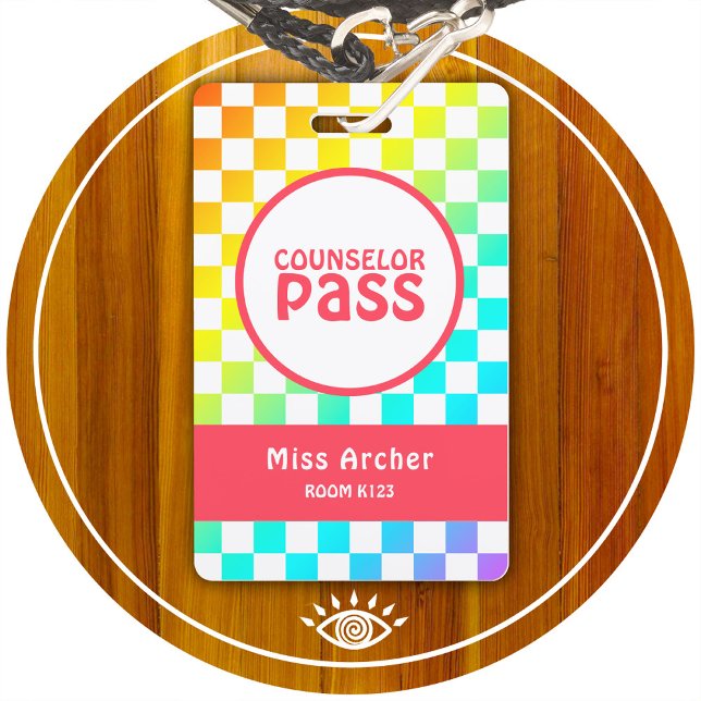 Personalized Classroom Counselor Hall Pass Teacher Badge (Creator Uploaded)