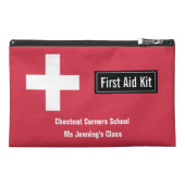 Personalized Classroom First Aid Kit Emergency Red Travel Accessory Bag (Front)