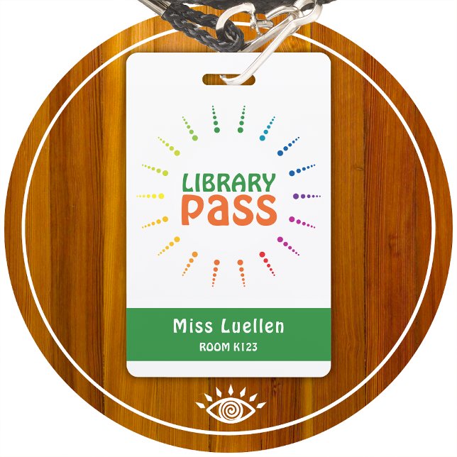 Personalized Classroom Library Hall Pass Badge (Creator Uploaded)