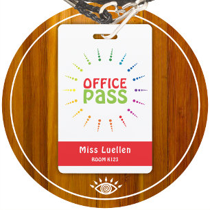 Personalized Classroom Office Hall Pass Badge
