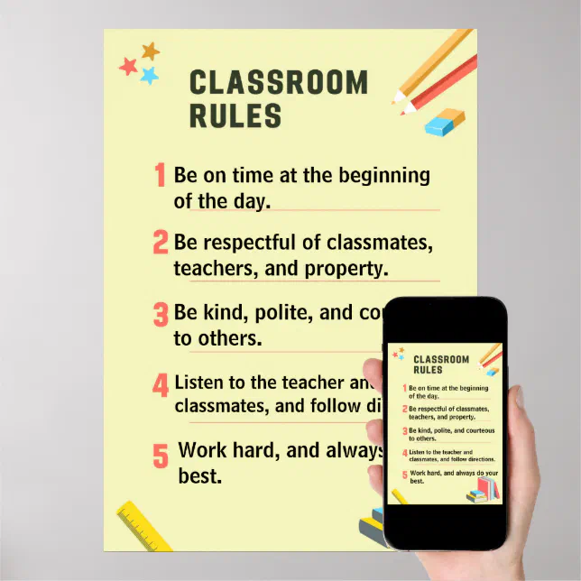 Personalized Classroom Rules for back to school Poster | Zazzle