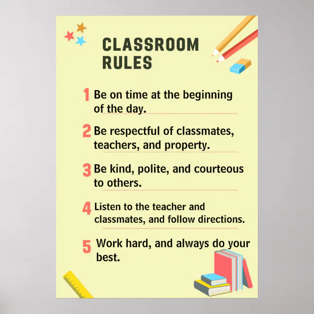 Personalized Classroom Rules for back to school Poster | Zazzle