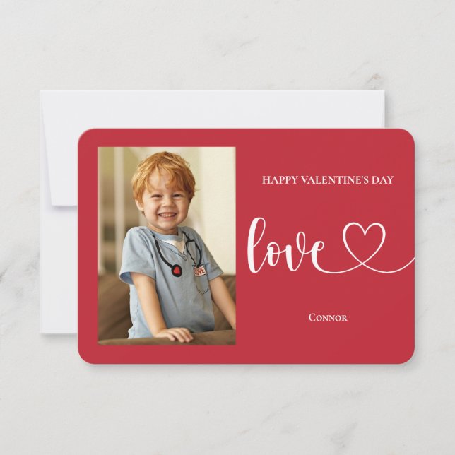 Personalized Classroom Valentine Photo Card Kids (Front)