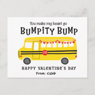 Personalized Classroom Valentines School Bus Postcard