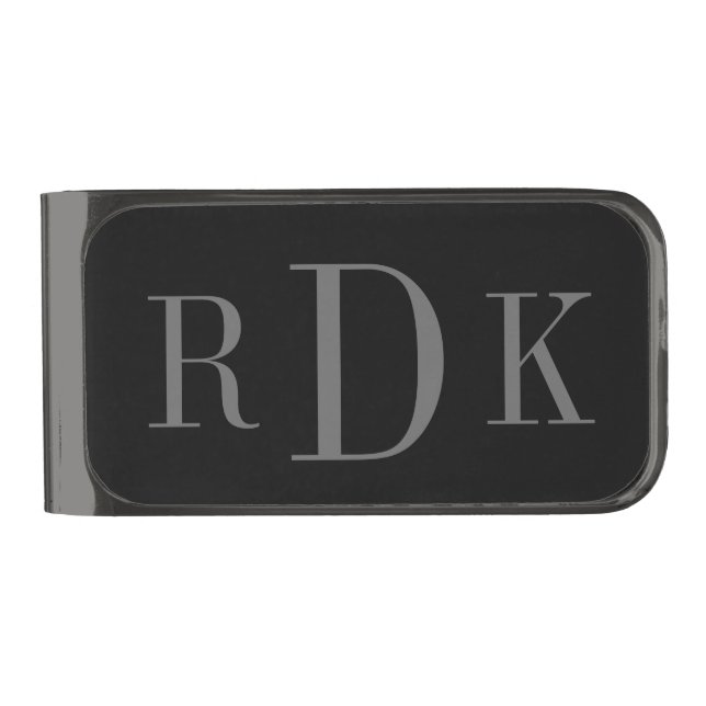 Personalized classy 3 letter monogram money clip (Front)