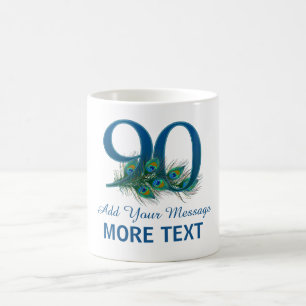 Personalized classy 90th birthday number 90 mug