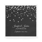 Personalized Classy Black Silver Confetti Wedding