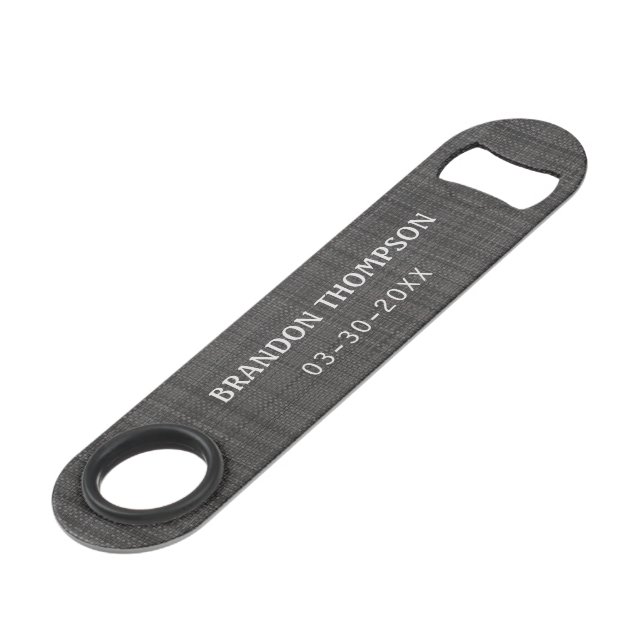 Personalized Classy Dark Steel Gray Chic Bar Key (Front Angled)