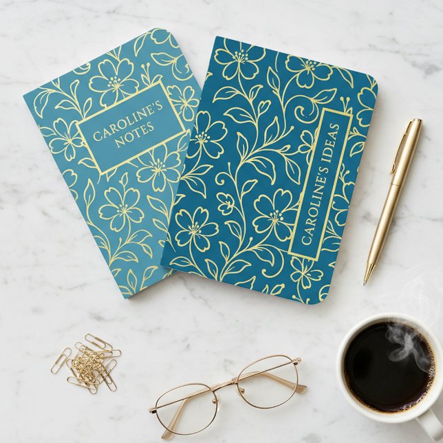 Personalized Classy Floral Gold Foil Notebook Set (Creator Uploaded)
