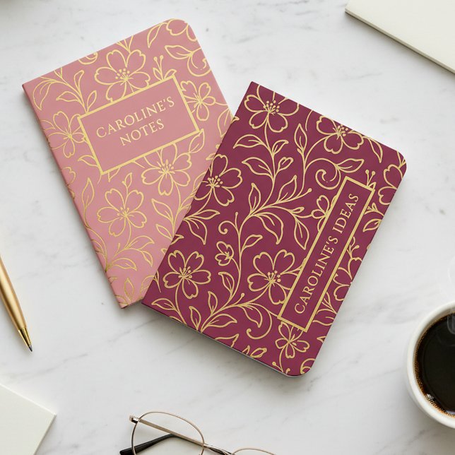 Personalized Classy Floral Gold Foil Notebook Set (Creator Uploaded)