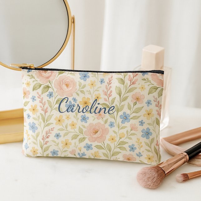 Personalized Classy French Floral Art Pattern Accessory Pouch (Creator Uploaded)
