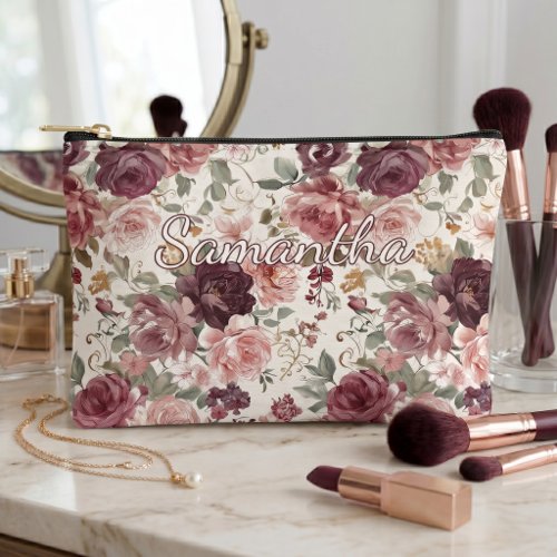 Personalized Classy French Floral Art Toiletry Bag