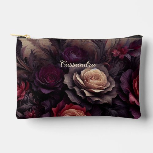 Personalized Classy Gothic Rose Cosmetic Makeup Accessory Pouch