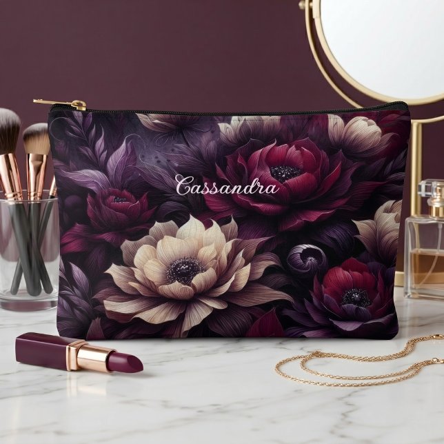 Personalized Classy Gothic Rose Cosmetic Makeup Accessory Pouch (Creator Uploaded)