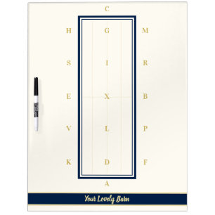 Personalized Classy Navy and Gold Dressage Arena Dry Erase Board