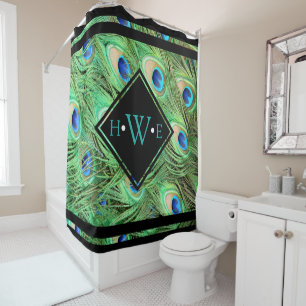 Personalized - Classy Peacock Feathers Shower Curtain